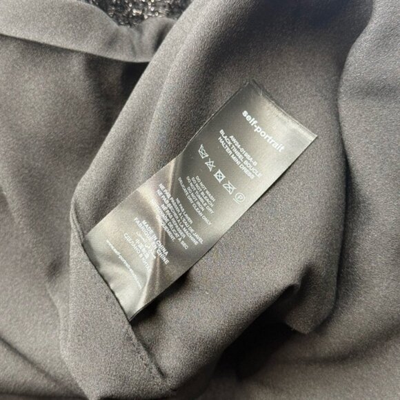 🆕 SELF-PORTRAIT 🧿 NWOT Black Tinsel Boucle Halter Mini Dress, Sz UK 12 US 8 - Picture 14 of 16